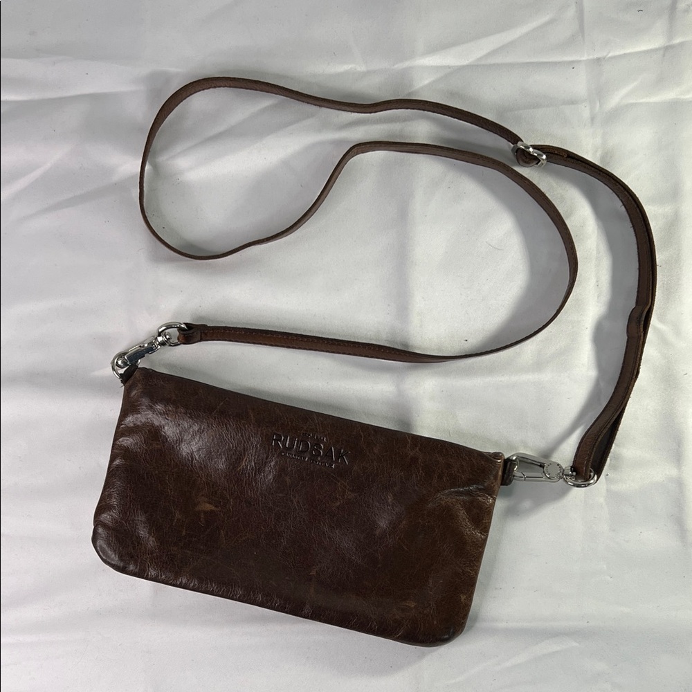 RUDSAK Dark Brown Leather Messenger Bag